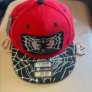 Kids Red Spider Web Snapback Cap by